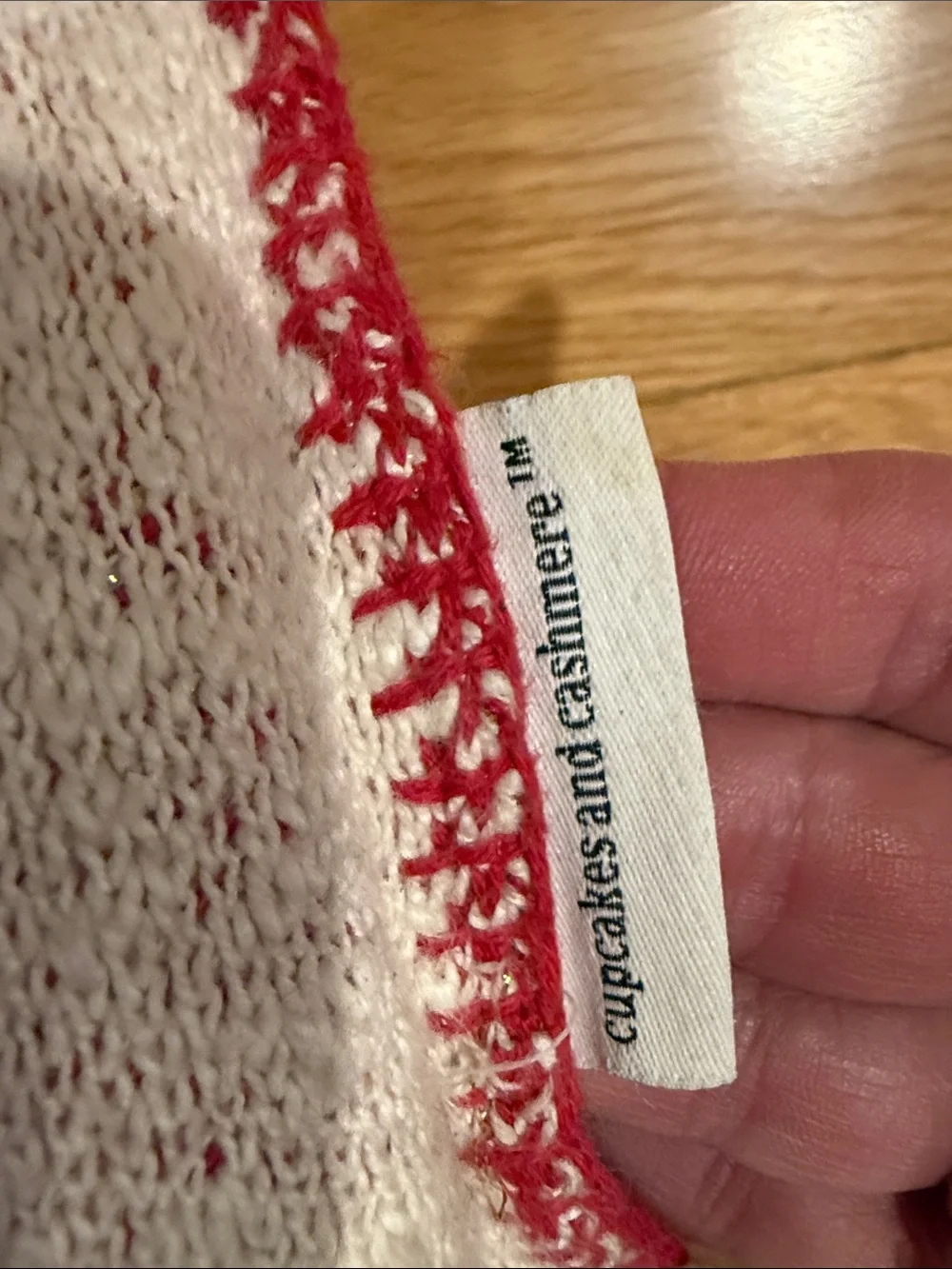 cupcakes & cashmere Red Bow Pattern Knit Holiday Pillow